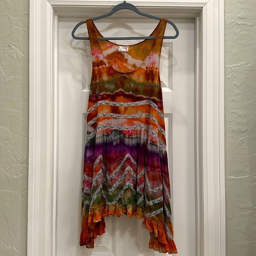 Tie Dye Free People Voile & Lace Trapeze Slip